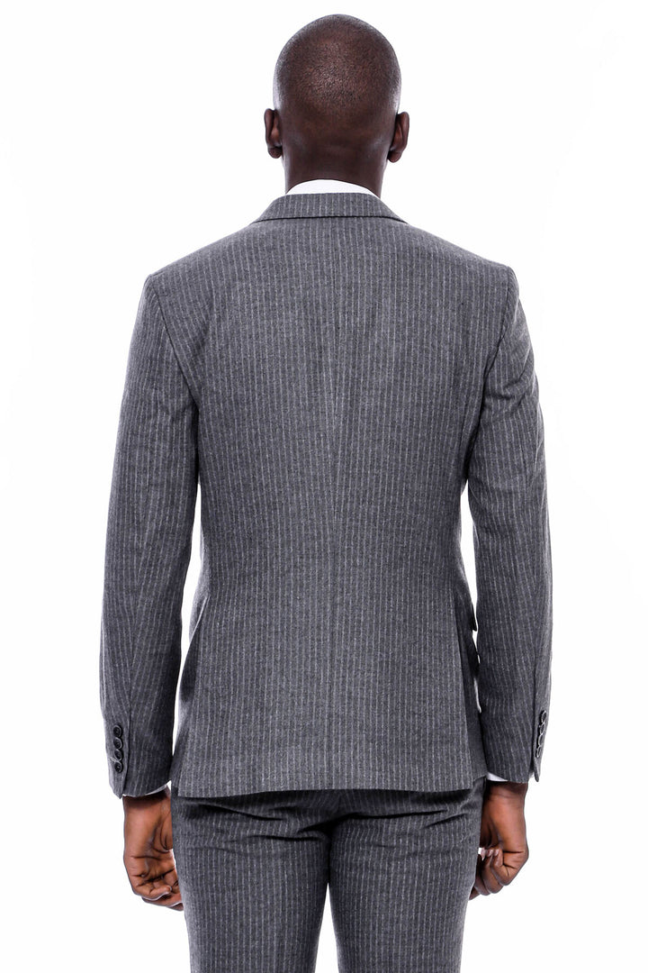 Traje Cruzado Gris Rayas - Wessi