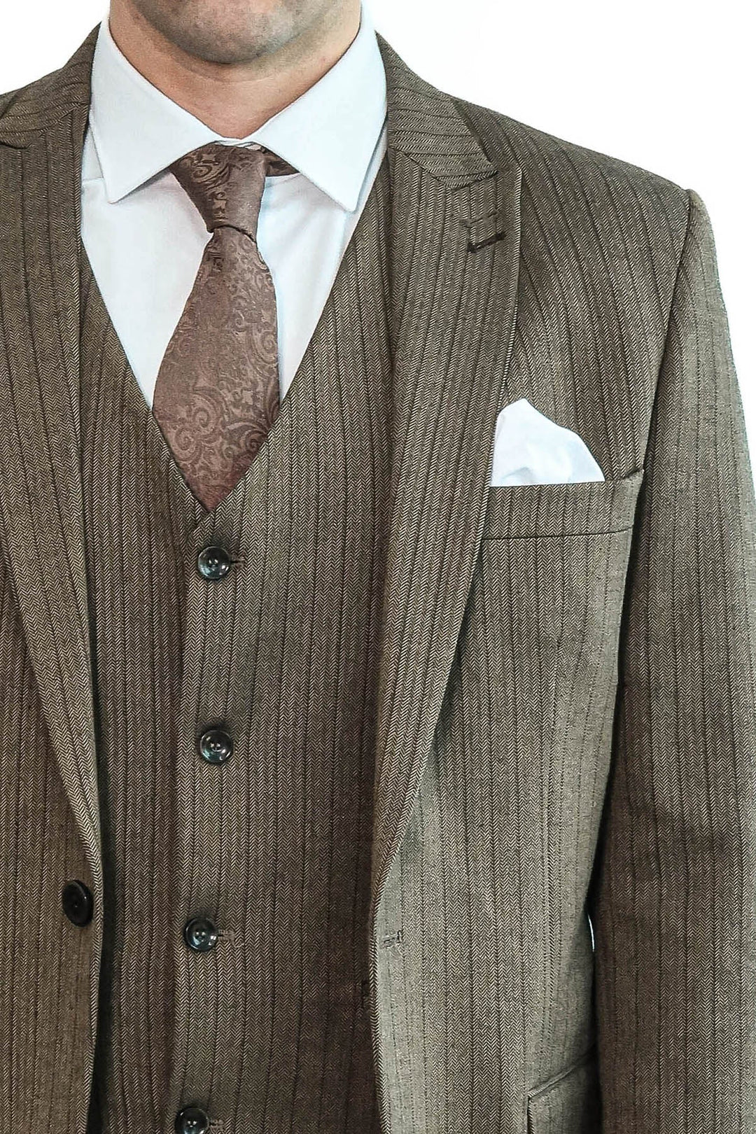 Costume homme coupe slim rayé marron - Wessi