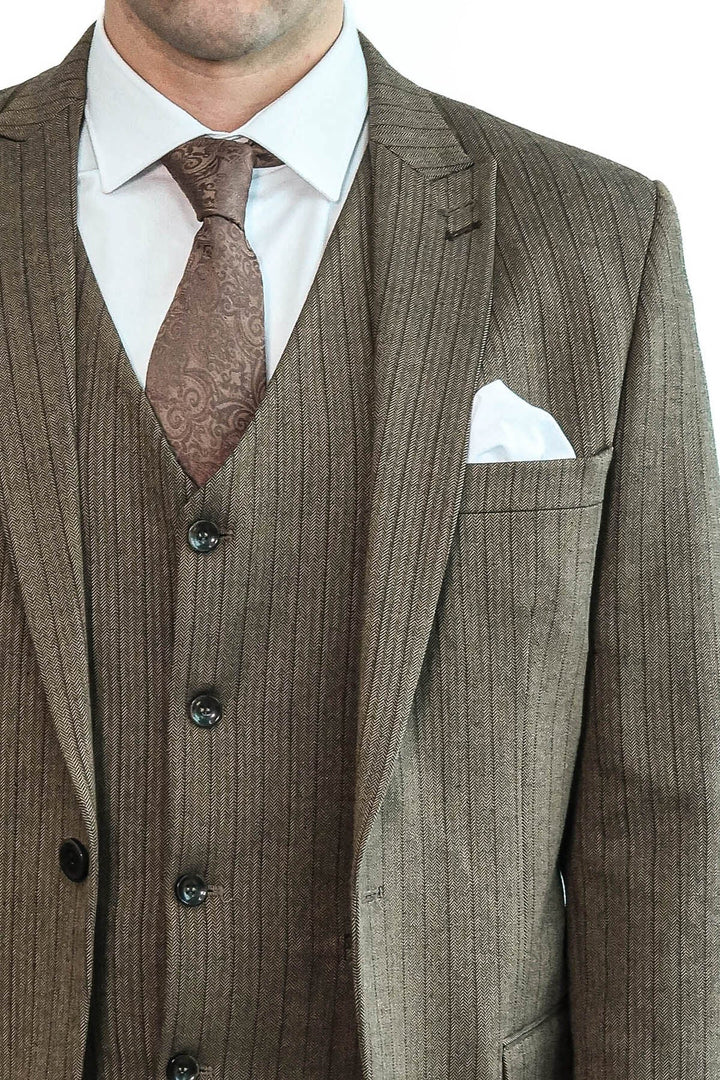 Costume homme coupe slim rayé marron - Wessi