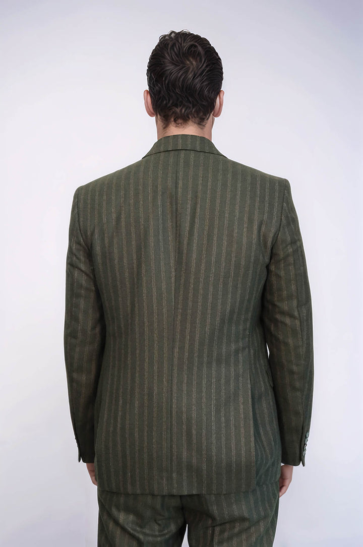 Traje Chaleco Slim Fit Rayas Verde - Wessi