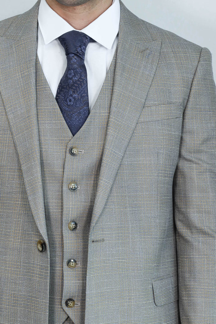 Costume Homme Beige Veste Slim à Motifs - Wessi