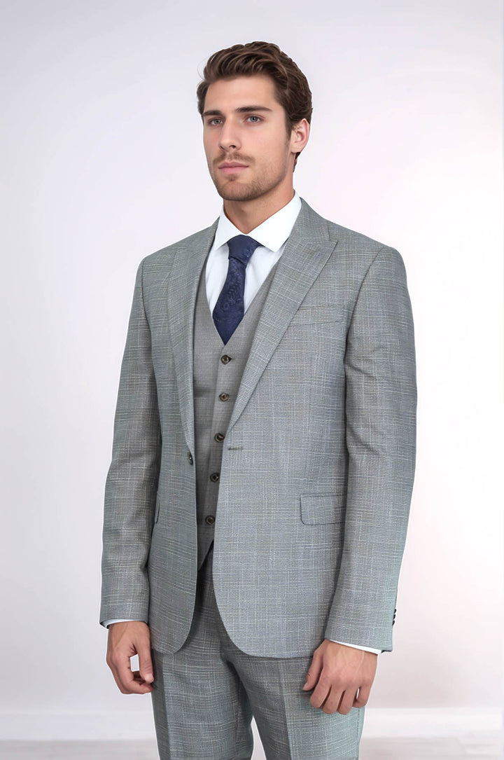 Costume Homme Beige Veste Slim à Motifs - Wessi