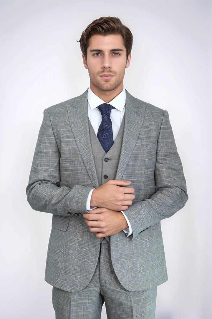 Costume Homme Beige Veste Slim à Motifs - Wessi