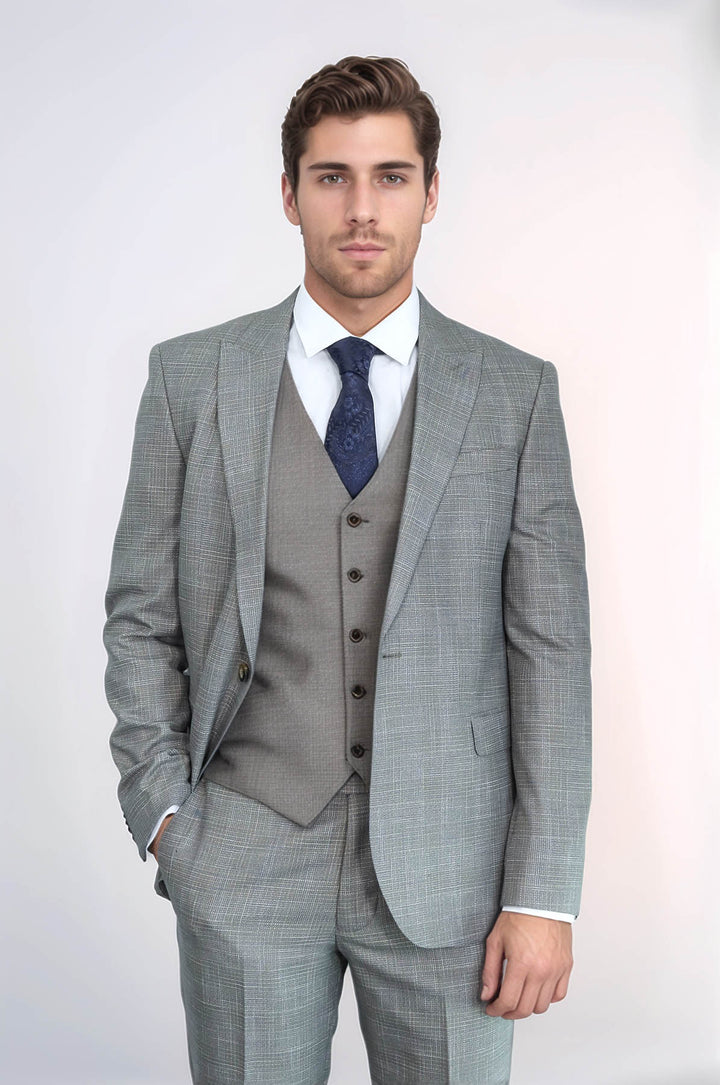 Costume Homme Beige Veste Slim à Motifs - Wessi
