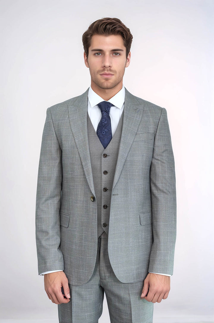 Costume Homme Beige Veste Slim à Motifs - Wessi