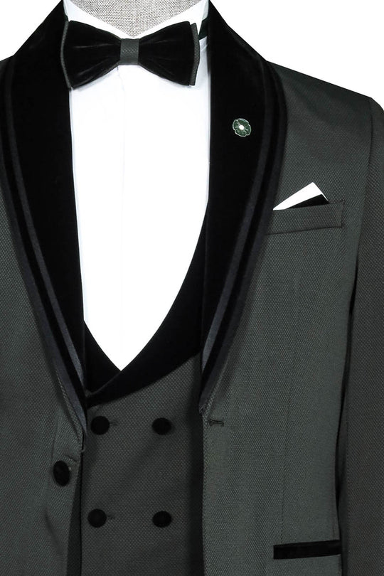 Green Vert et Gilet Tuxedo avec Détails en Bordure - Look Chemise White - Style Événementiel Wessi