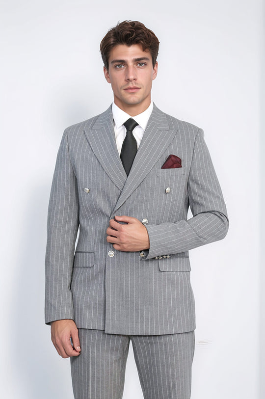 silver grey dress coat Wool Texture Jacket - Silver