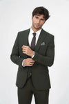 Abito da uomo verde a tre pezzi slim fit con bottone singolo