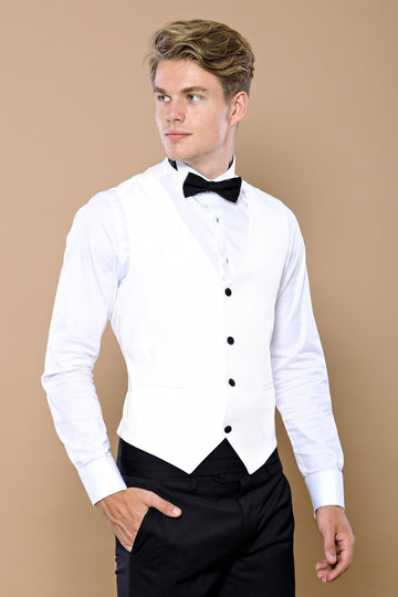 Белый смокинг из трех частей с острыми лацканами | Весс