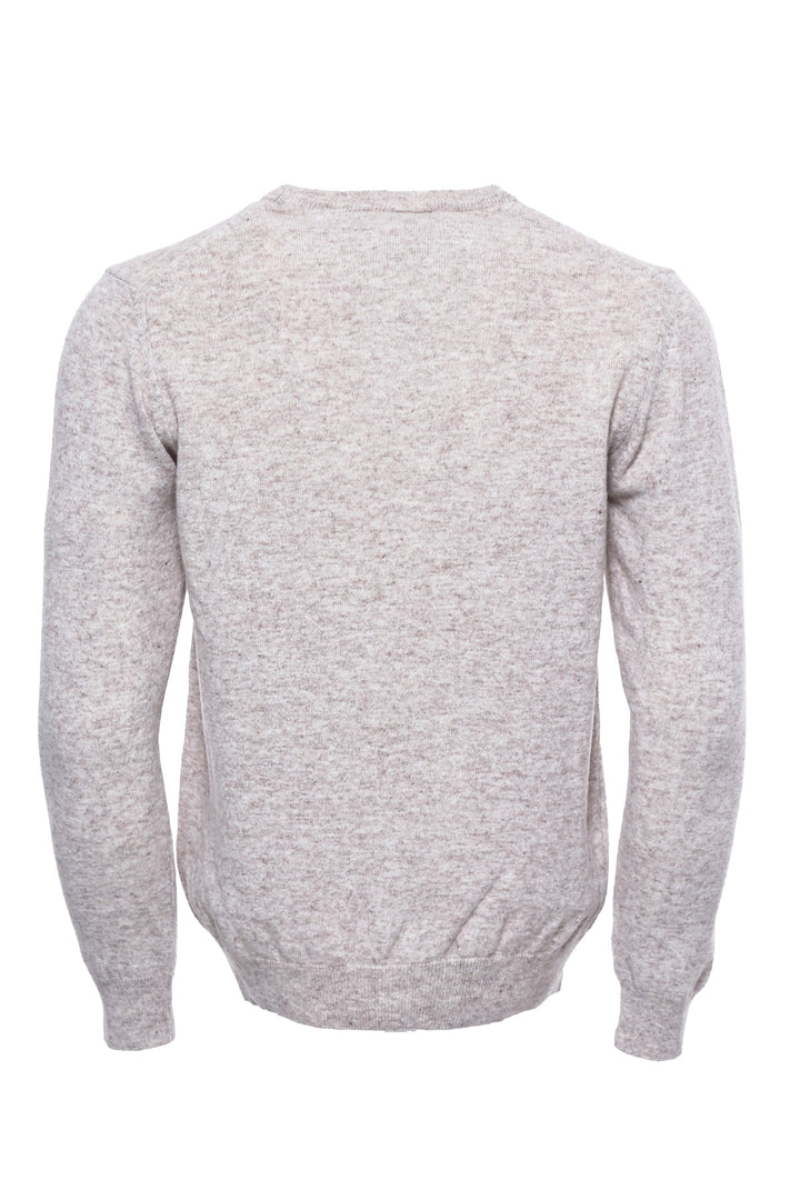 Wool Plain Beige Knitwear Men's Sweater - Wessi