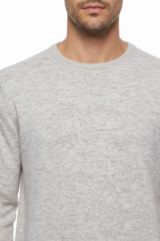 Wool Plain Beige Knitwear Men's Sweater - Wessi