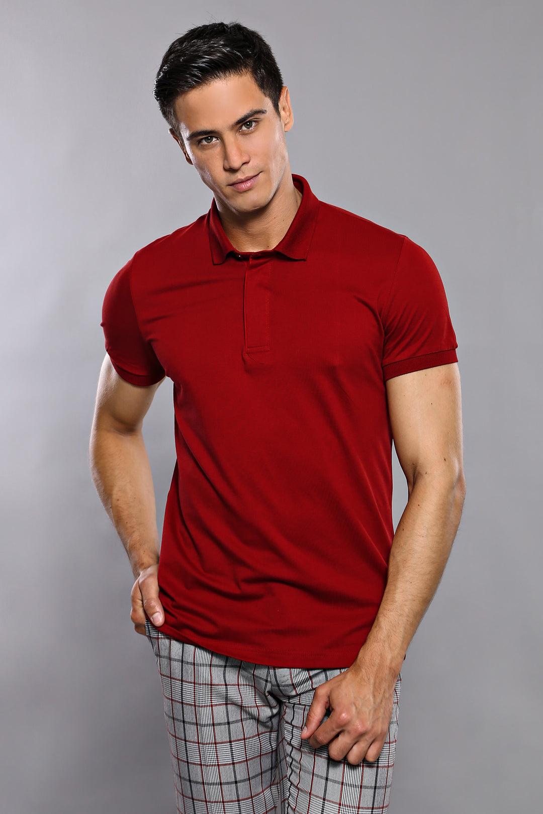 Basic Claret Red Men Polo T-Shirt - Wessi