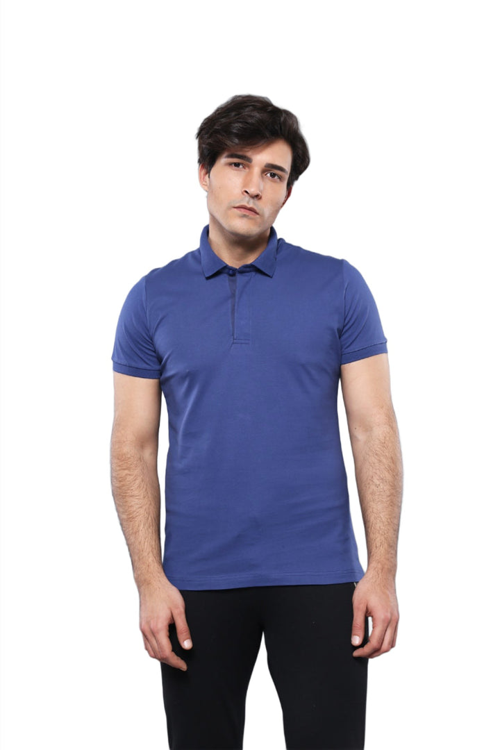 Мужская футболка Polo Plain Indigo Blue - Wessi