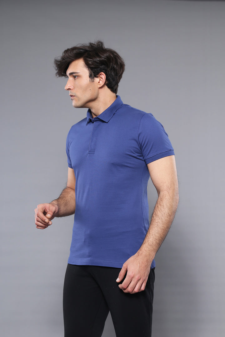 Мужская футболка Polo Plain Indigo Blue - Wessi