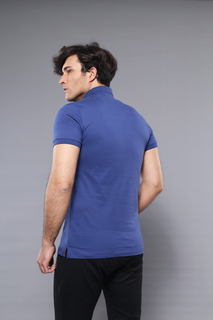 Мужская футболка Polo Plain Indigo Blue - Wessi