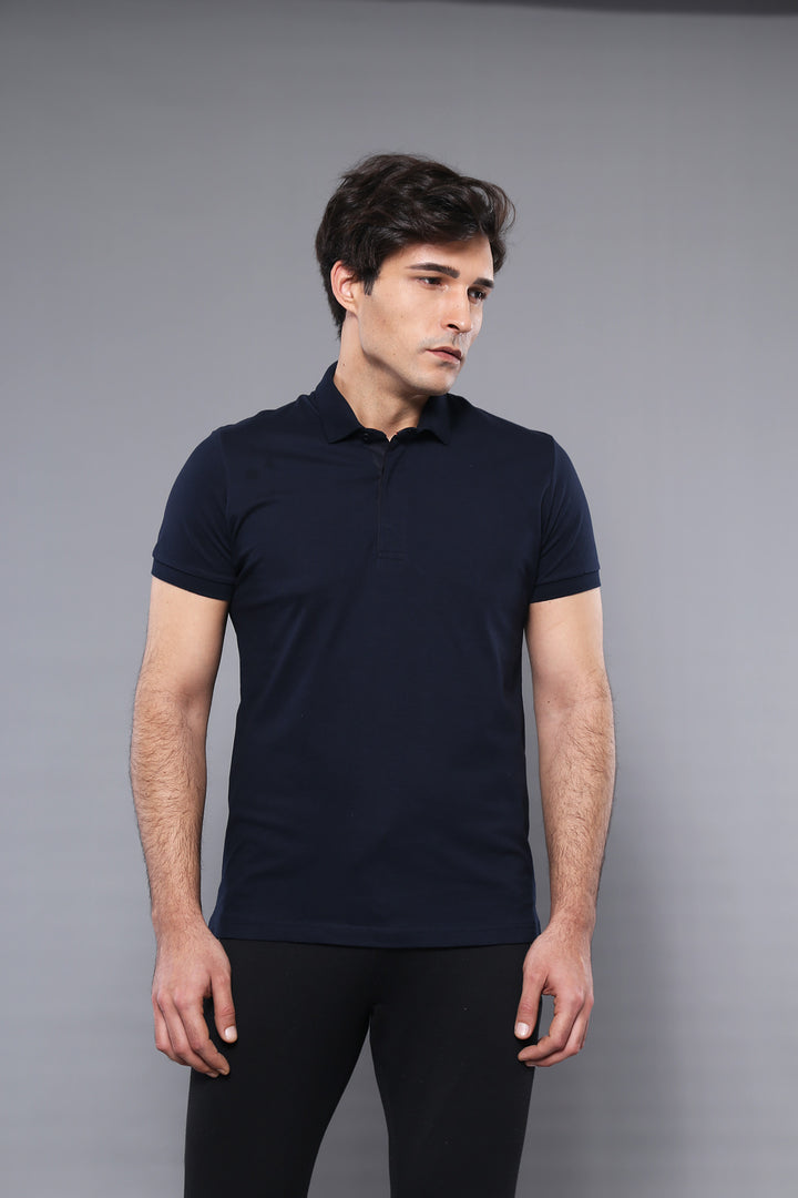 Футболка Polo Plain темно-синего цвета | Весс