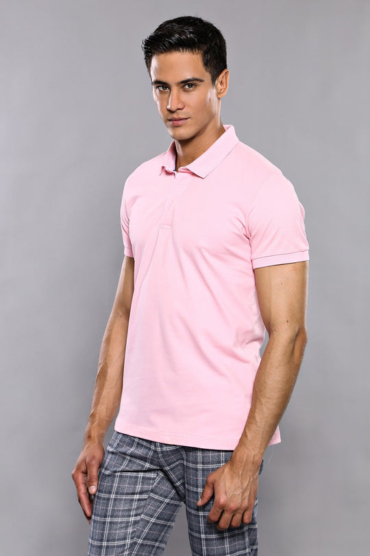 Plain Pink Polo T-Shirt  - Wessi