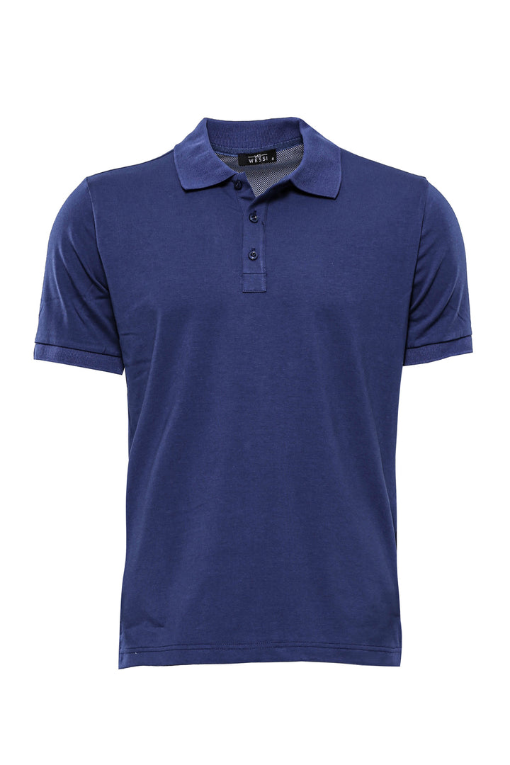T-shirt con colletto polo blu navy - Wessi