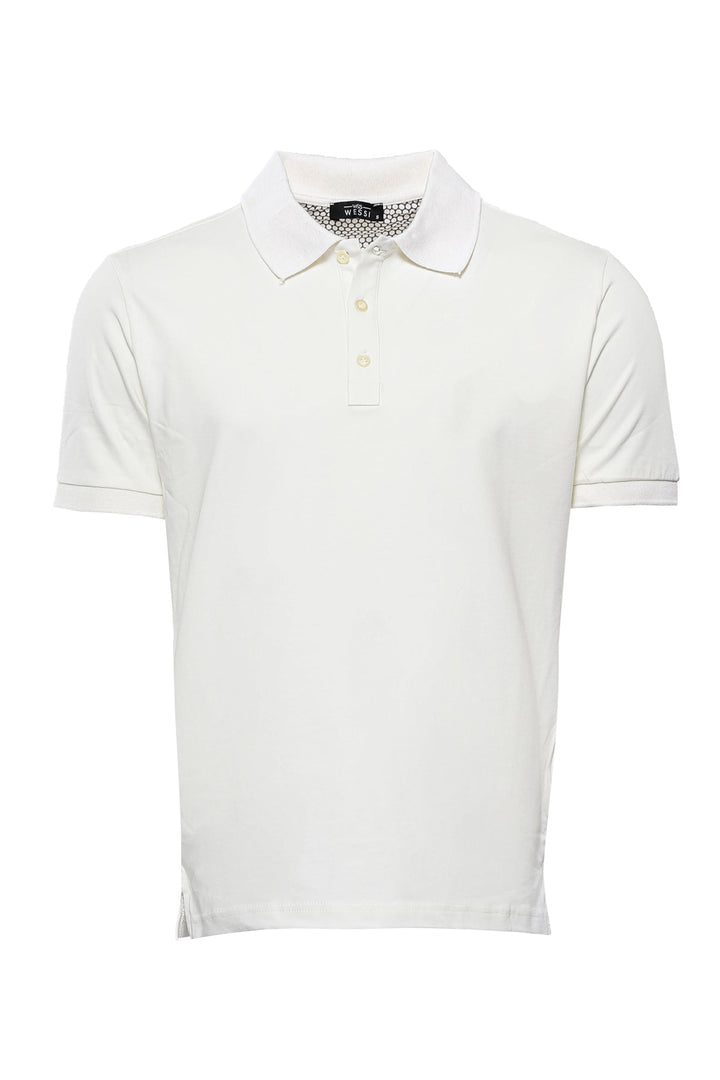 T-shirt da uomo con colletto polo color crema - Wessi