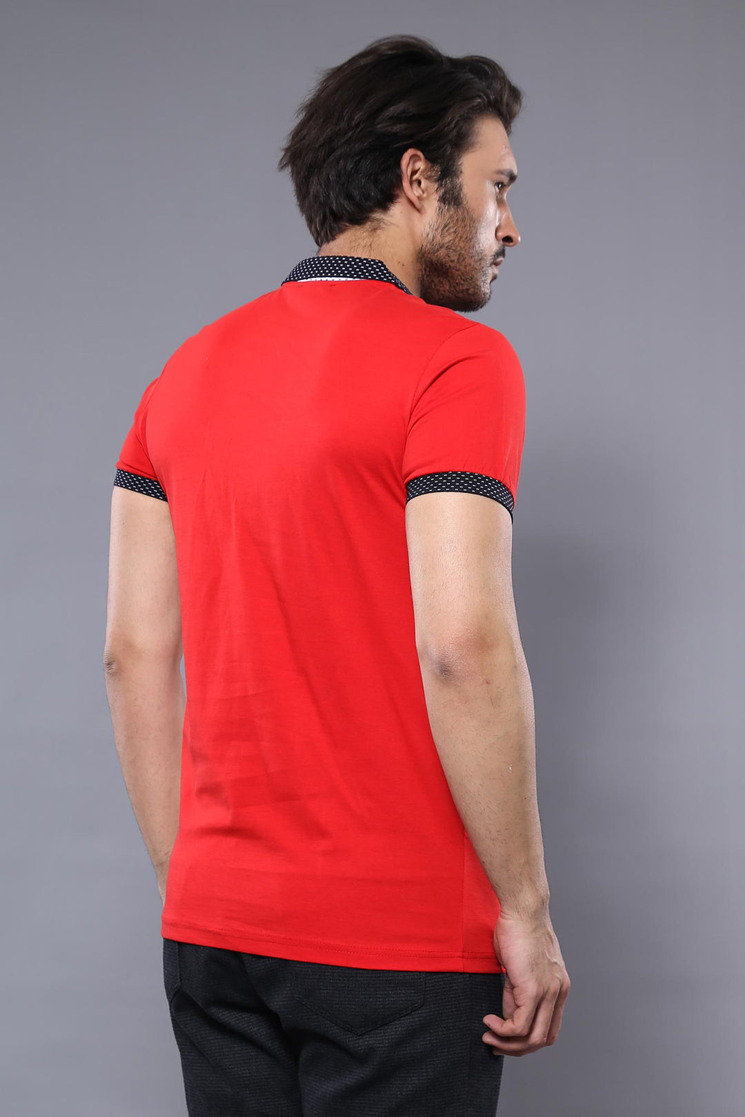 Navy Detailed Men's Polo T-Shirt Red | Wessi