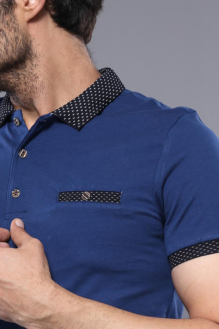 Men's Blue Polo T-Shirt Navy Detailed | Wessi