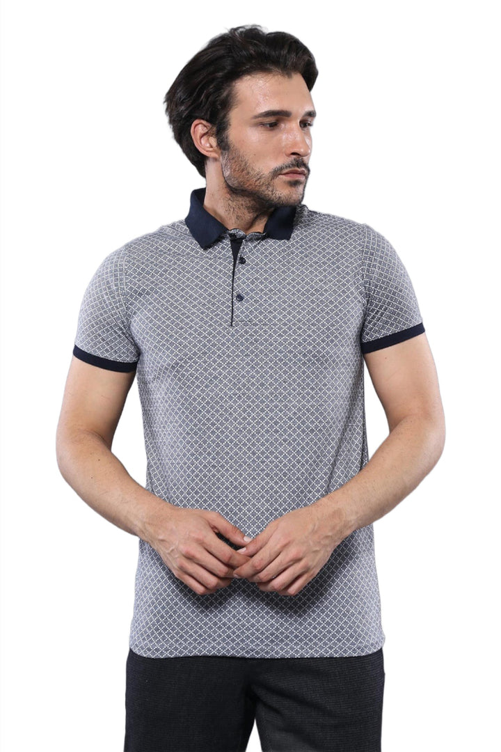 Patterned Grey Men's Polo T-Shirt | Wessi