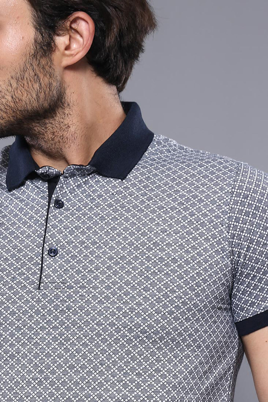 Patterned Grey Men's Polo T-Shirt | Wessi