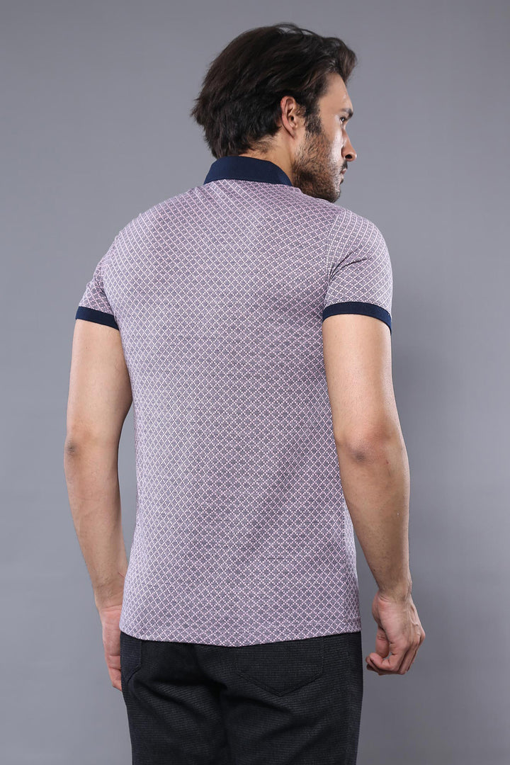 Patterned Pink Polo Men T-Shirt | Wessi