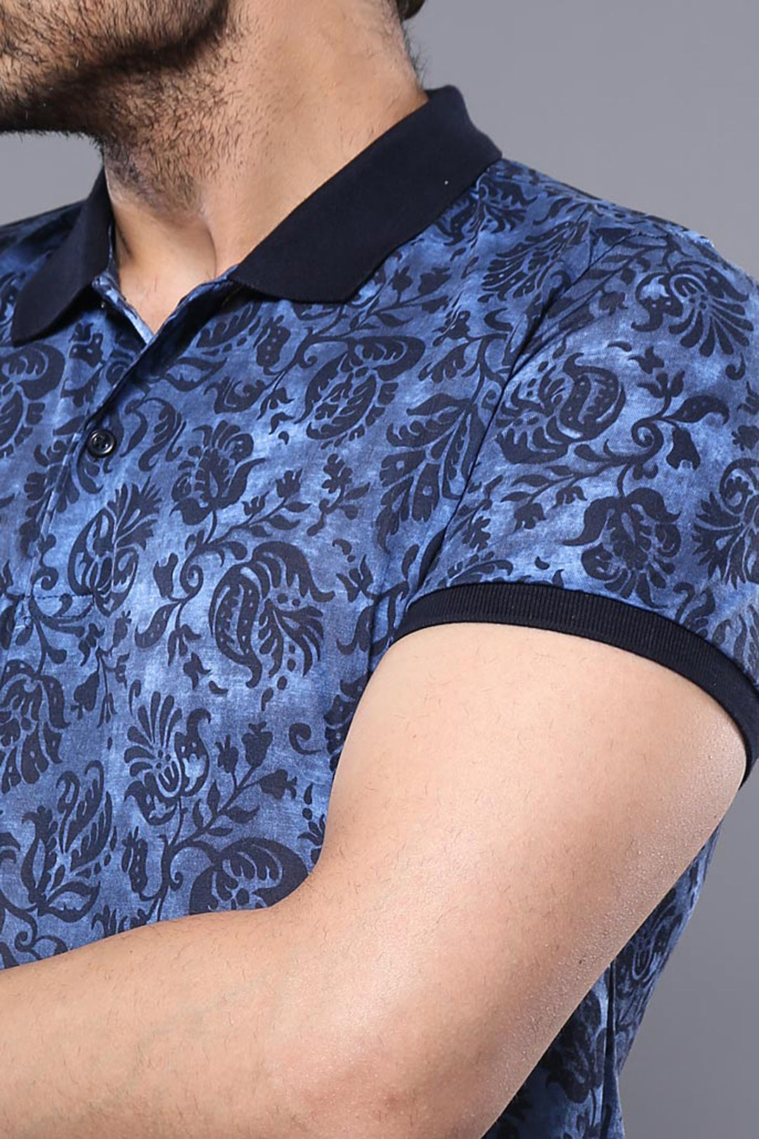 Patterned Blue Polo T-Shirt | Wessi