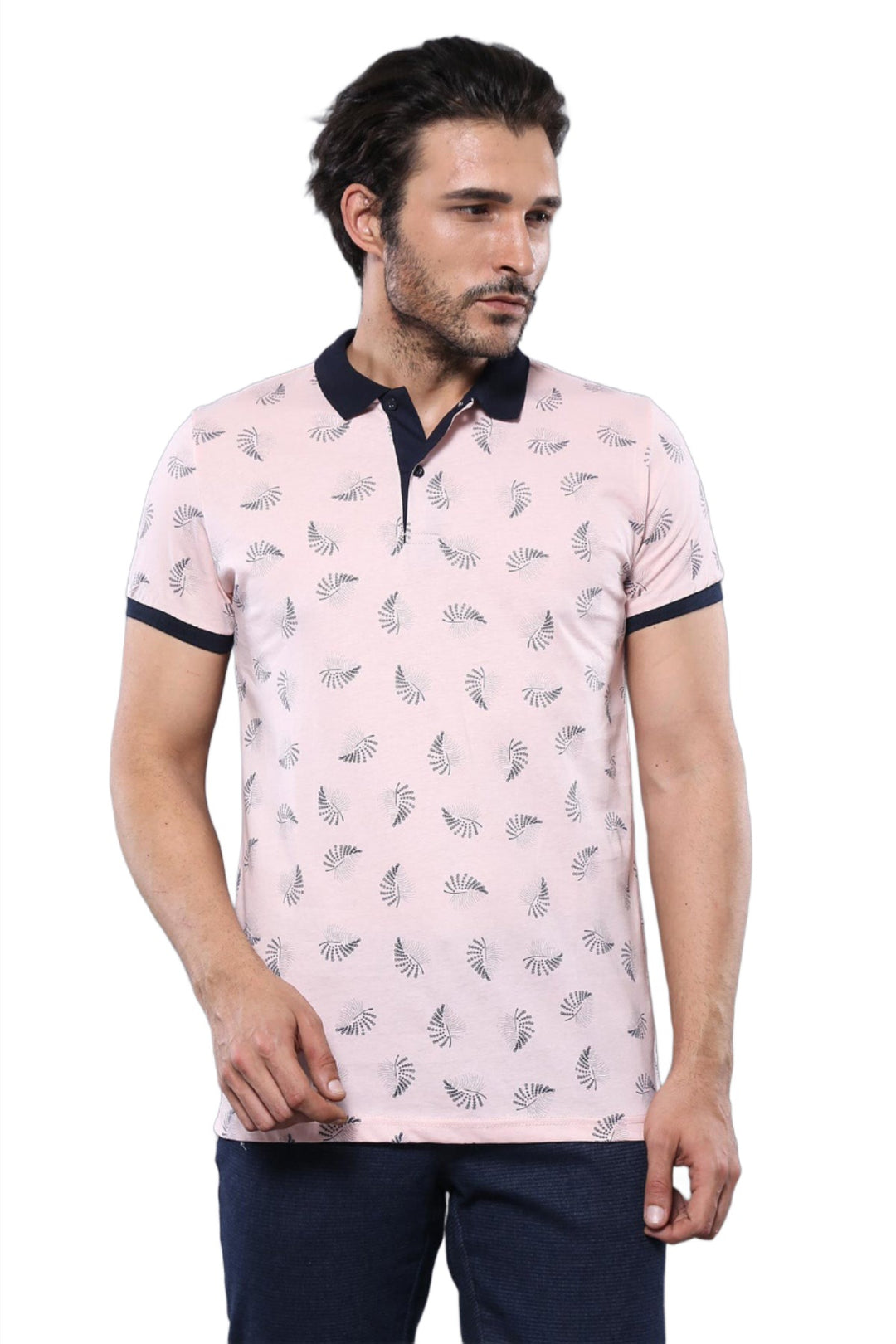 Pink Printed Polo T-Shirt | Wessi