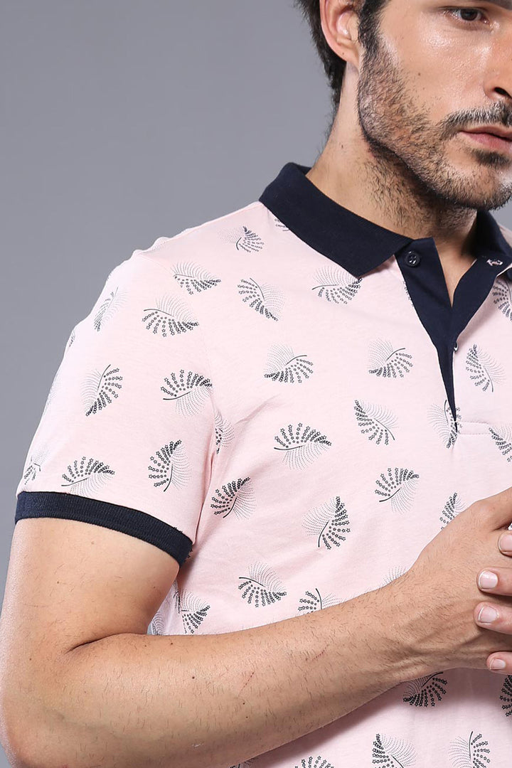 Pink Printed Polo T-Shirt | Wessi