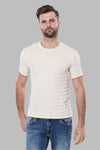 Cream Patterned Tricot Knitted T-Shirt - Wessi