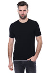 Patterned Tricot Knitted Black Men T-Shirt - Wessi
