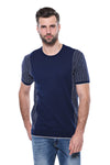 Circle Neck Patterned Navy Knitted T-Shirt - Wessi