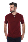 Polo Neck Plain Claret Red Knitted T-Shirt - Wessi