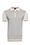 Cream Plaid Zippered Polo Knitted T-Shirt | Wessi