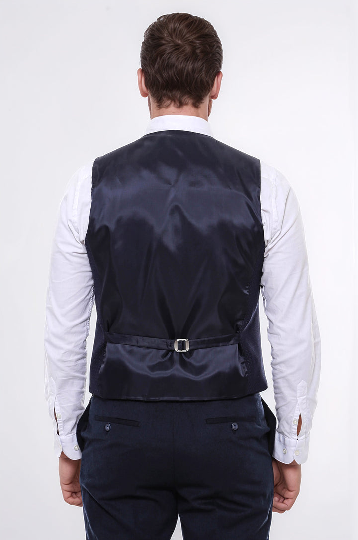 Dot Patterned Navy Blue Vest - Wessi