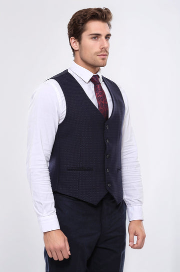 Gilet bleu marine à pois - Wessi