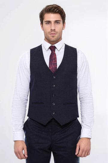 Gilet bleu marine à pois - Wessi