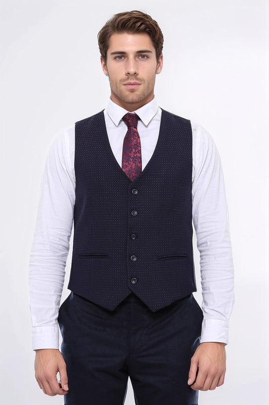 Gilet bleu marine à pois - Wessi