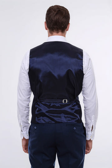 Жилет с V-образным вырезом темно-синего цвета с узором - Wessi