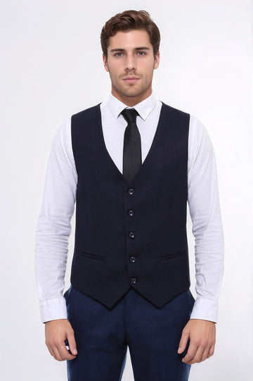 Жилет с V-образным вырезом темно-синего цвета с узором - Wessi