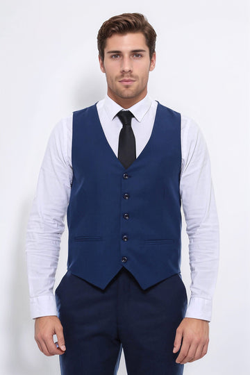 Chaleco Hombre Liso Slim Fit Azul Marino - Wessi