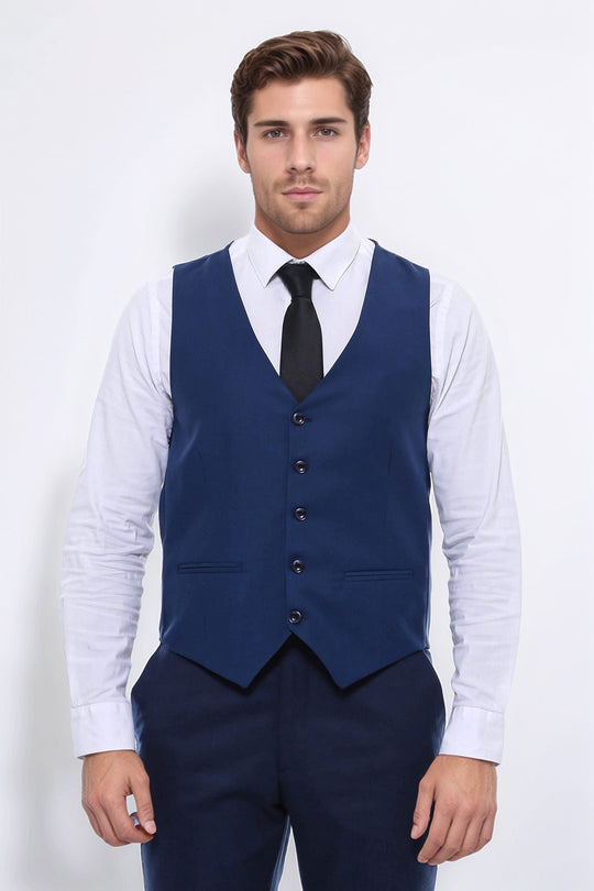 Chaleco Hombre Liso Slim Fit Azul Marino - Wessi