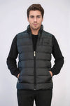 Zippered Pockets Quilted Black Men Winter Down Vest - Wessi