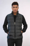 Zippered Pockets Quilted Black Men Winter Down Vest - Wessi