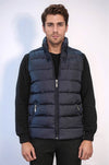 Zippered Pockets Quilted Navy Blue Men Winter Down Vest - Wessi
