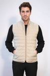 Quilted Sleeveless Beige Men Down Vest - Wessi