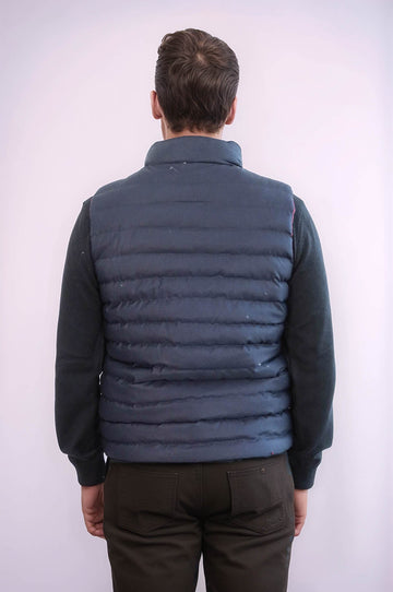 Chaleco de plumón de hombre reversible acolchado con cuello alto azul marino - Wessi