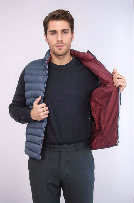 Reversible Puffer Sax Blue Men Down Vest - Wessi
